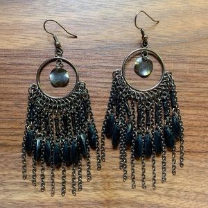 Gunmetal long earrings